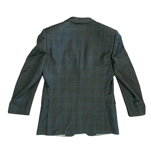 Ermenegildo‎ Zegna Men's Wool Jacket Blazer Grey Plaid Italy 2 Button 52R Flaws - Picture 11 of 16